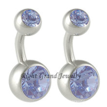 Top Selling G23 Titanium Double Crystal Navel Belly Rings